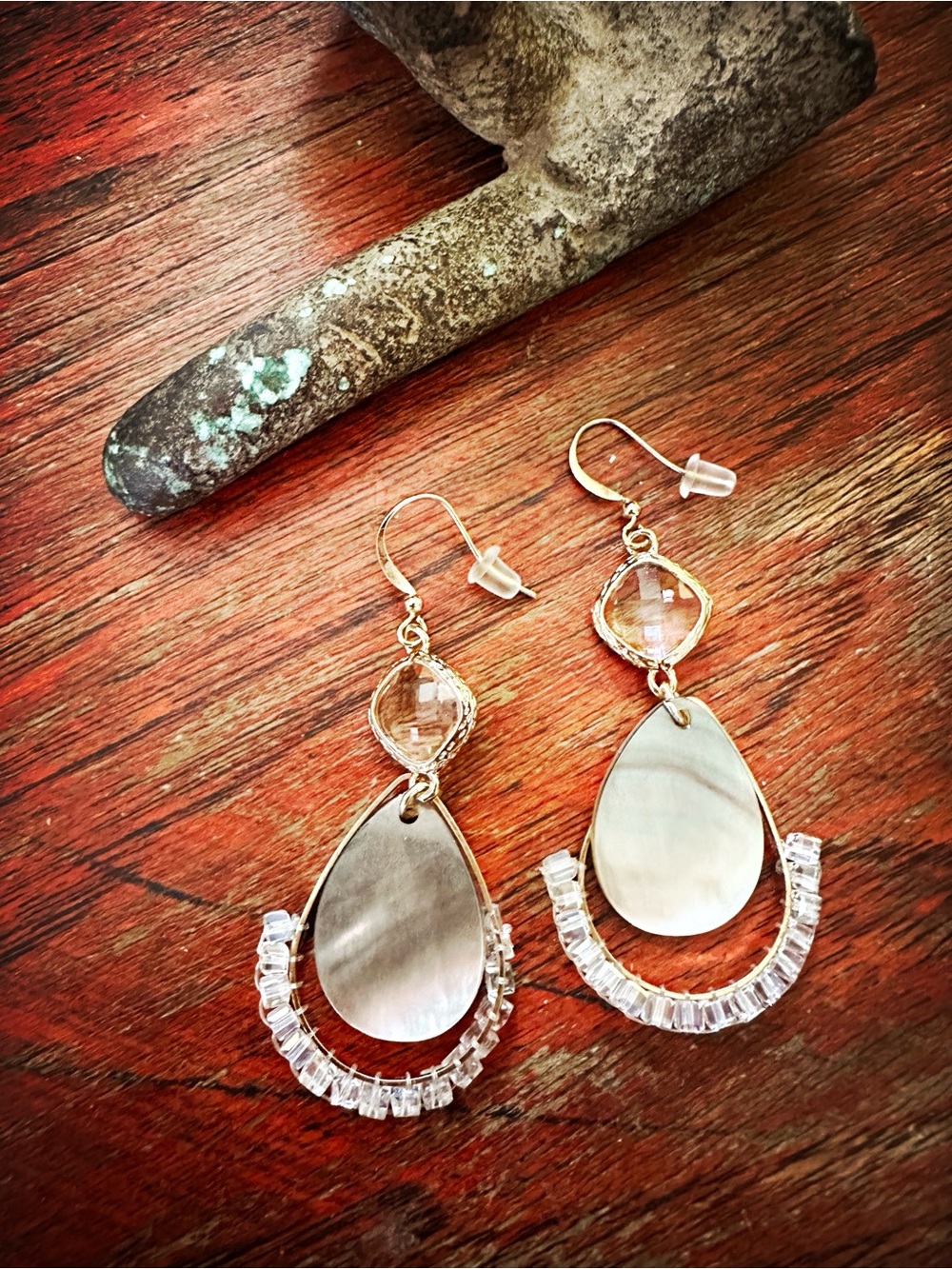Abalone crystal earring drops